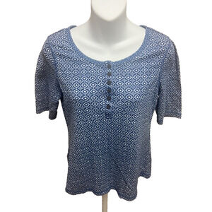 Adventura Womens Henley Shirt Size Small Short Sleeve Blue Casual Pullover Top